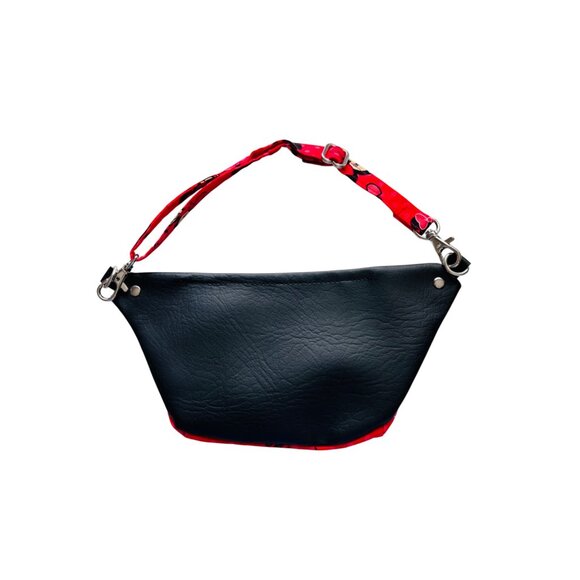 Disney Minnie Mouse Kids Faux Leather Fanny Pack - Red W/ Polka Dots And Hearts - Picture 2 of 6